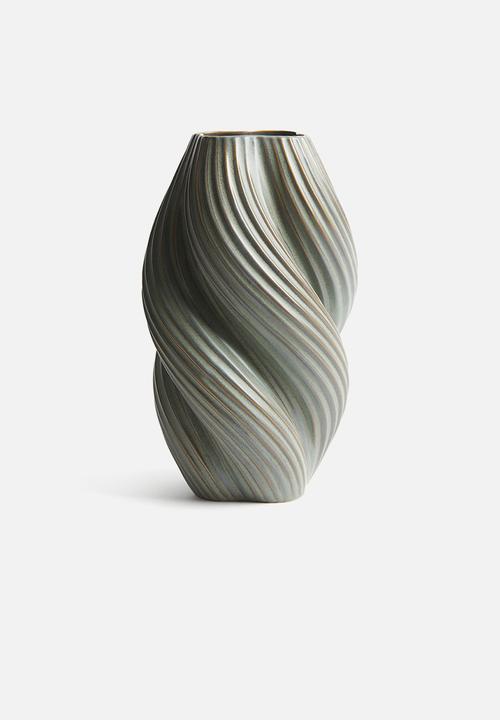 H&M - Tall stoneware vase - dusty green 