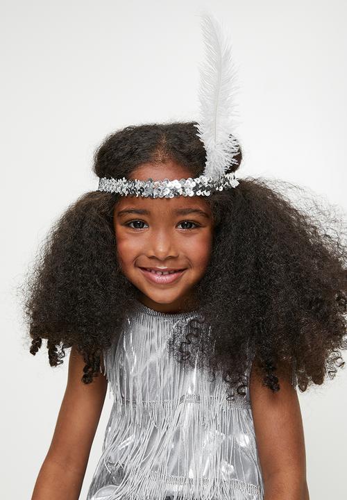 Pop Candy - Fringe Detail Dress & headband set - silver