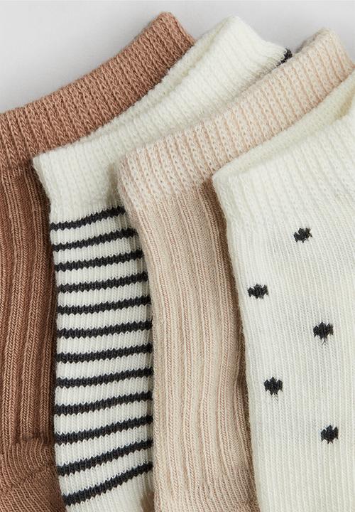 H&M - 4-Pack shaftless socks - beige/striped