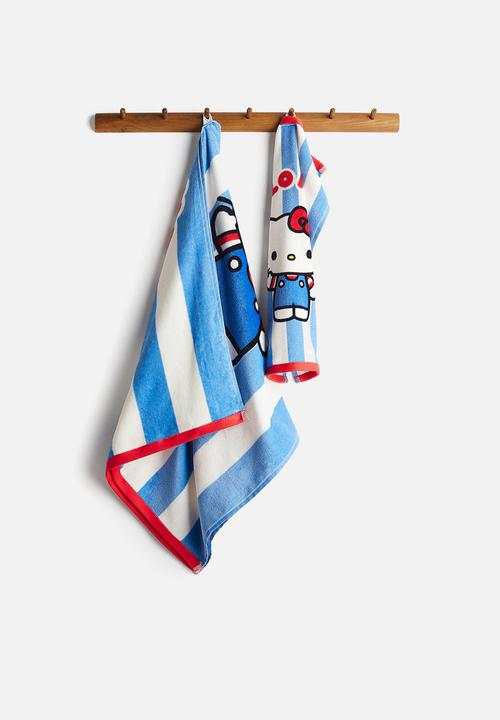 H&M - Print-motif terry bath towel - blue hello kitty 