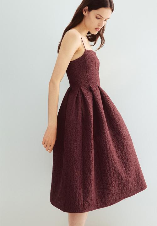 Jacquard-weave dress - burgundy