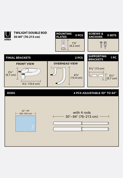 Umbra - Twilight expandable double curtain rod - black