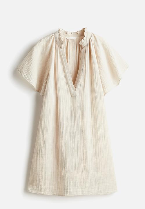 H&M - A-line muslin dress - light beige