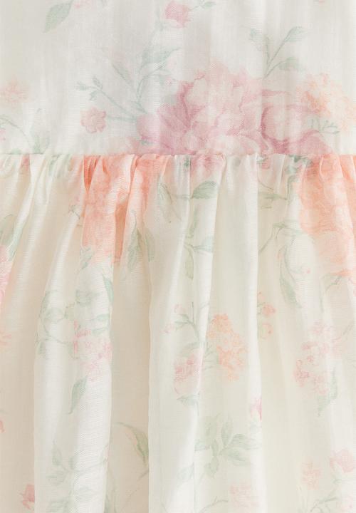 H&M - Ruched-strap dress - white floral 