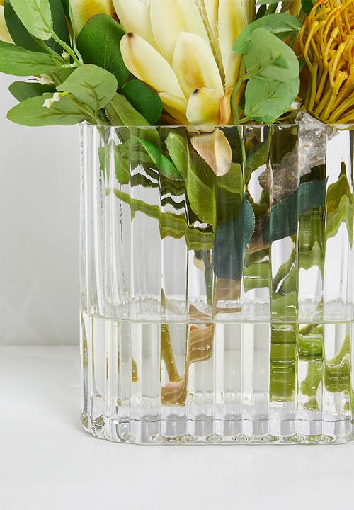 Silk By Design - Protea yellow green with foilage