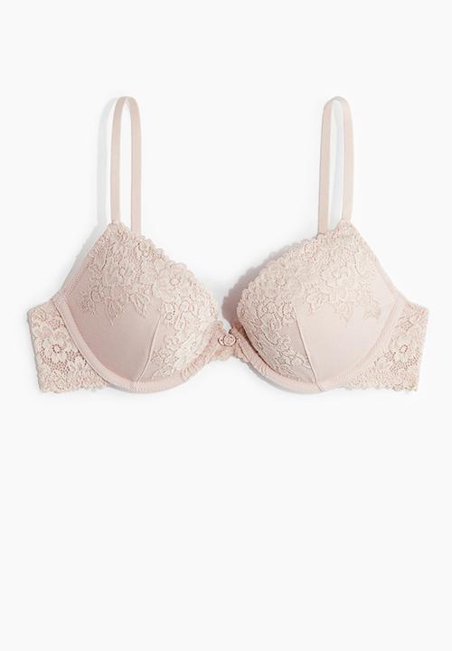H&M - Lace push-up bra - light pink 
