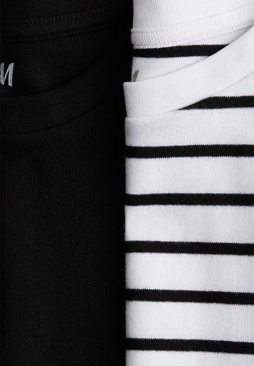 H&M - 2-Pack cotton jersey tops - black & white
