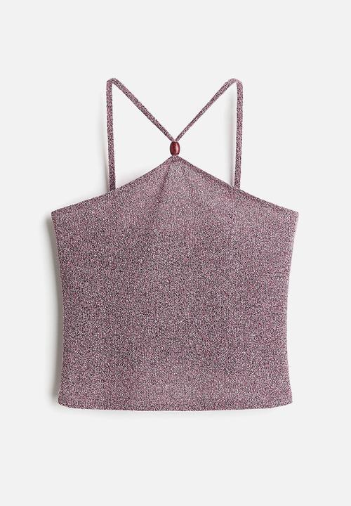 H&M - Knitted strappy top - pink marl 