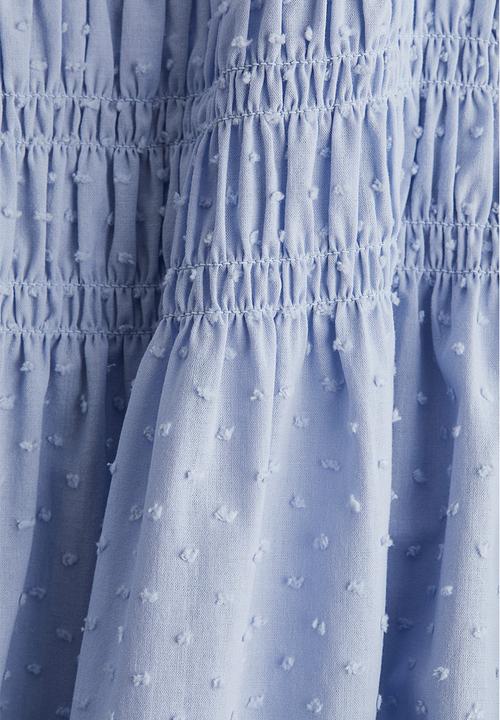 H&M - Smocked-bodice cotton dress - light blue
