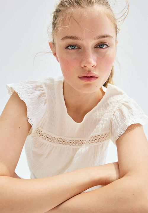 H&M - Textured jersey top - white