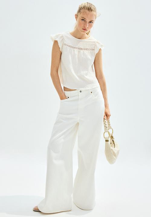 H&M - Textured jersey top - white