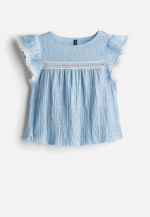 H&M - Textured jersey top - light blue