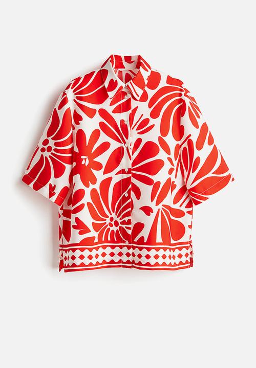H&M - Patterned twill shirt - white/red patterned