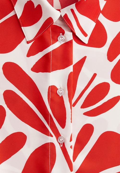 H&M - Patterned twill shirt - white/red patterned