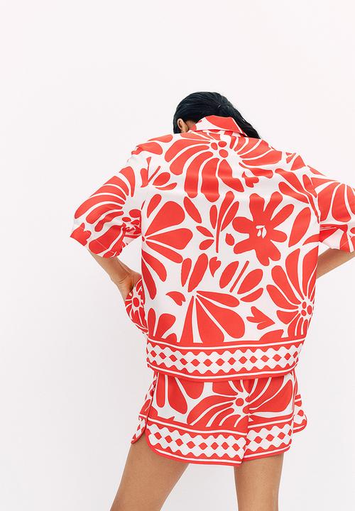 H&M - Patterned twill shirt - white/red patterned