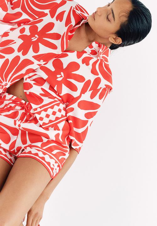 H&M - Patterned twill shirt - white/red patterned