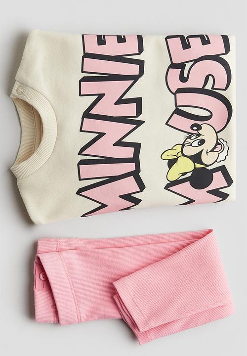 H&M - 2-Piece sweatshirt and leggings set - cream minnie mouse 