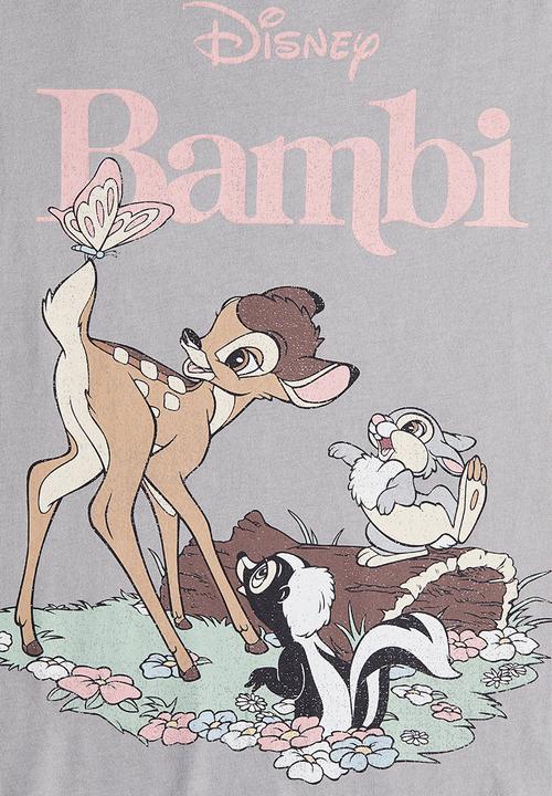 H&M - Printed cotton T-shirt - grey bambi
