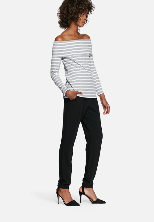 dailyfriday - Rib off-shoulder striped top