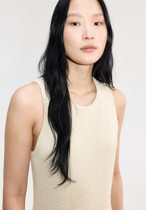 H&M - Fringe-trimmed knitted dress - beige