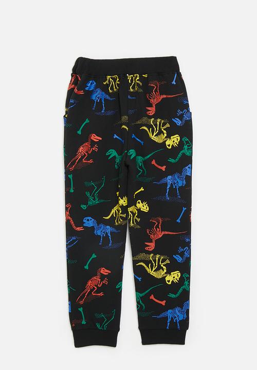 Pop Candy - Dino skeleton aop cuffed joggers - black/multi