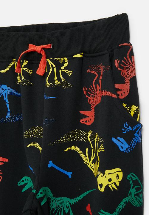 Pop Candy - Dino skeleton aop cuffed joggers - black/multi
