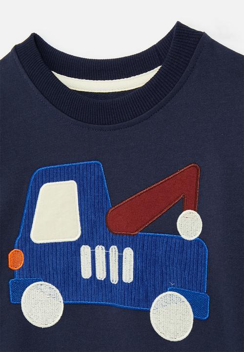 Pop Candy - Embroidered tow truck sweatshirt - navy