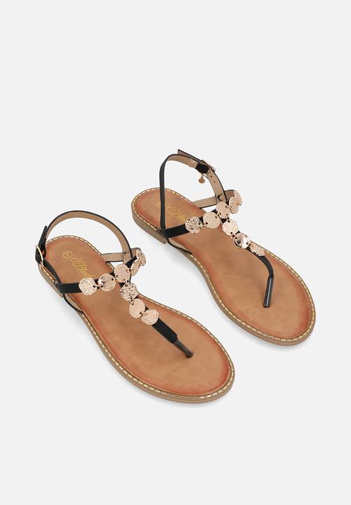 Miss Black - Honor 1 gold coin sandal - black