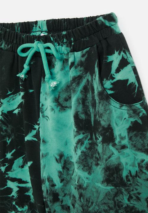 Pop Candy - Tie dye basic shorts - black/celadon green