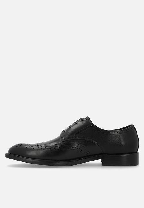 POLO - Wingcap brogue gibson lace up - black