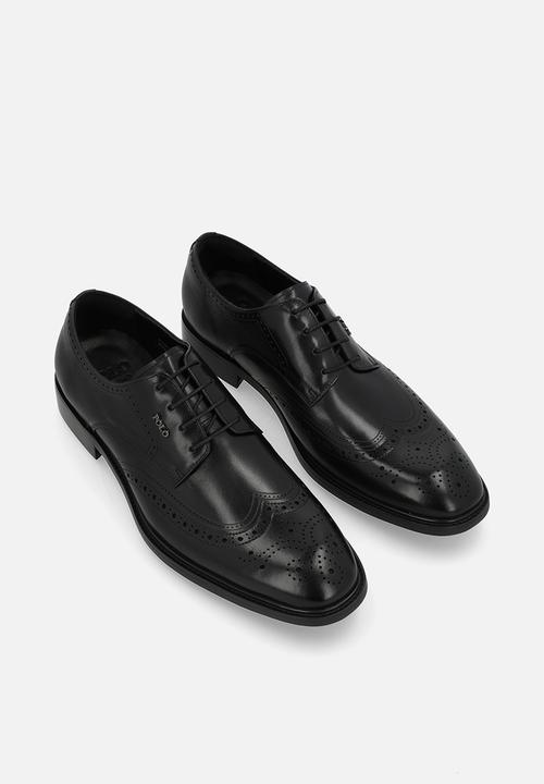 POLO - Wingcap brogue gibson lace up - black
