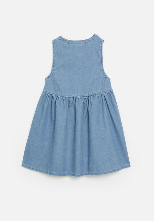 Pop Candy - Button down fit & flare denim dress - blue