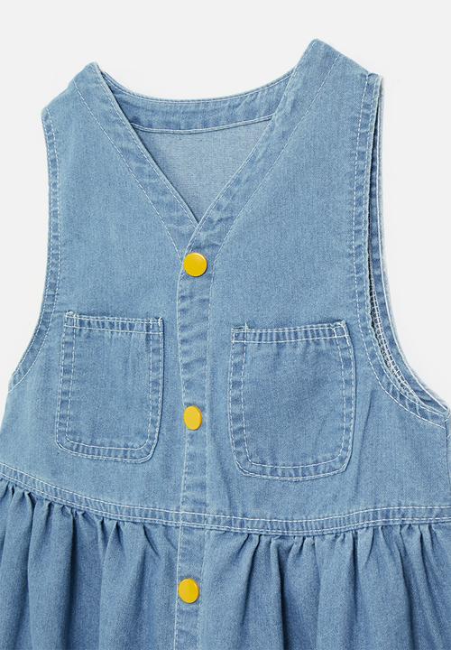 Pop Candy - Button down fit & flare denim dress - blue