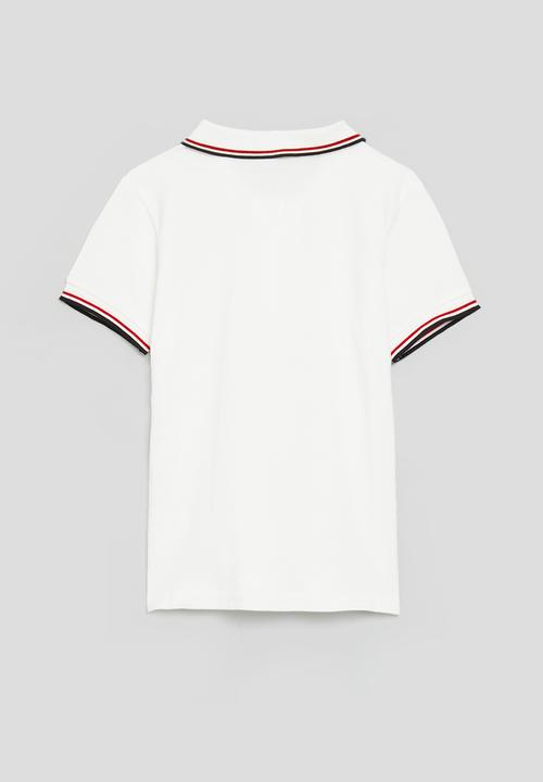 Pop Candy - Golfer tee with contrast stripes - white/red/black