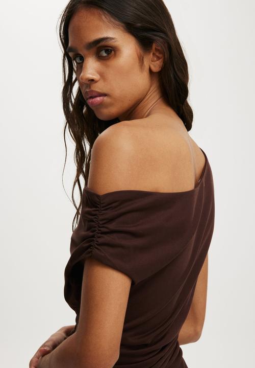 Cotton On - Sandy asymmetric mini dress - dark oak