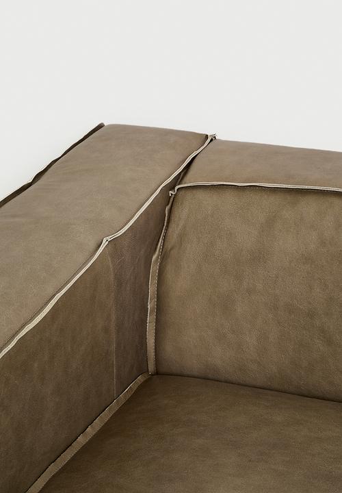 Sixth Floor - Seattle genuine leather 3 seater sofa - smoke