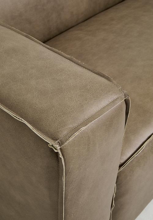 Sixth Floor - Seattle genuine leather 3 seater sofa - smoke