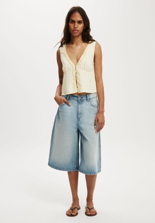 Cotton On - Haven ruffle button through cami - white