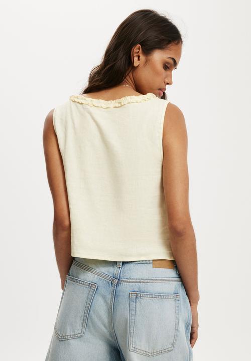Cotton On - Haven ruffle button through cami - white
