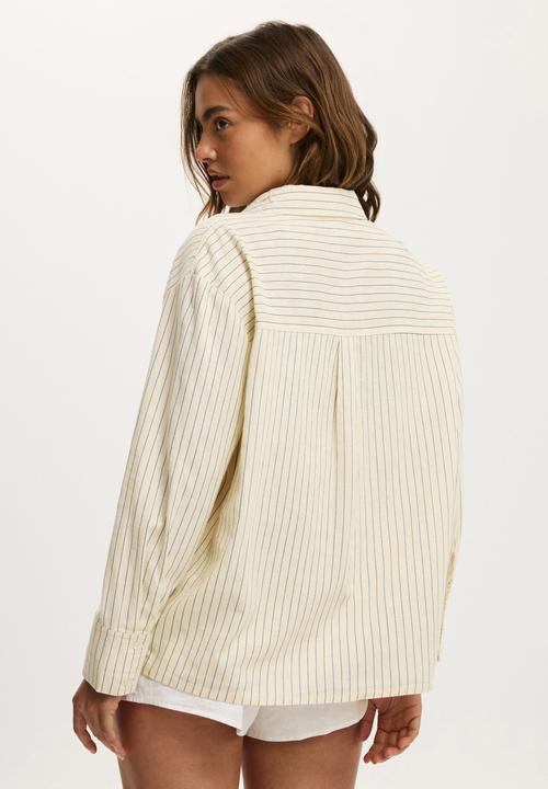 Cotton On - Haven long sleeve shirt - vanilla glow pinstripe