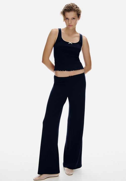 H&M - Pointelle jersey vest top - navy blue