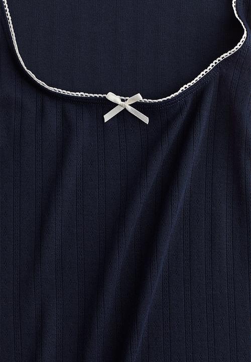 H&M - Pointelle jersey vest top - navy blue