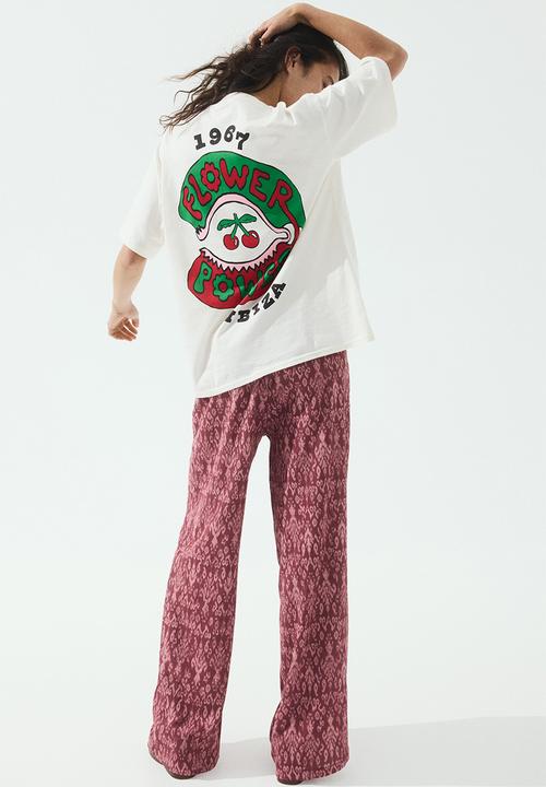 H&M - Oversized printed T-shirt - white/pacha