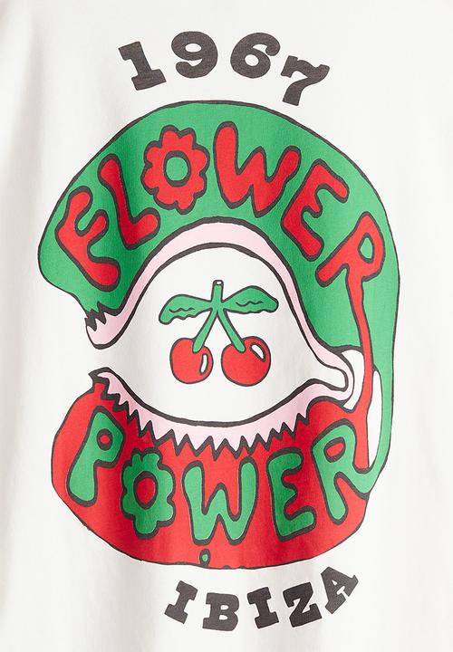 H&M - Oversized printed T-shirt - white/pacha