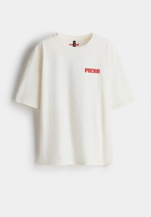 H&M - Oversized printed T-shirt - white/pacha