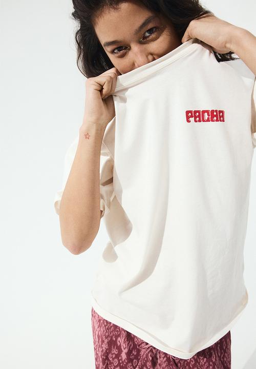 H&M - Oversized printed T-shirt - white/pacha