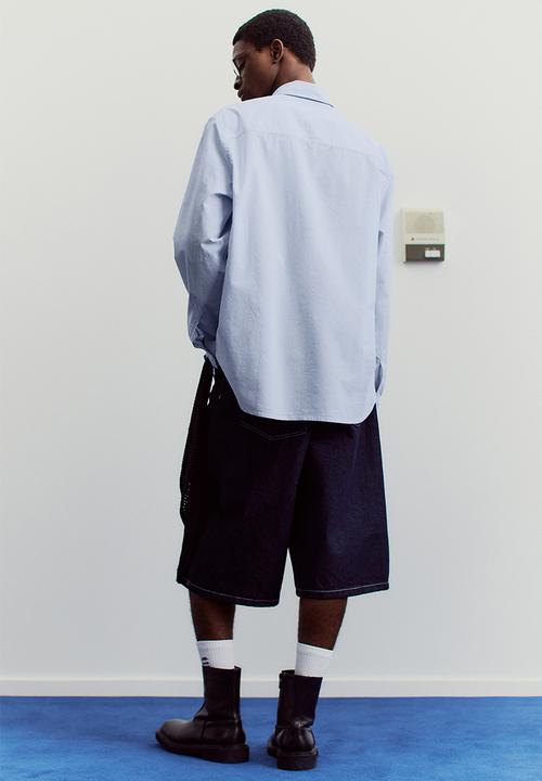 H&M - Oversized fit seersucker shirt - light blue striped