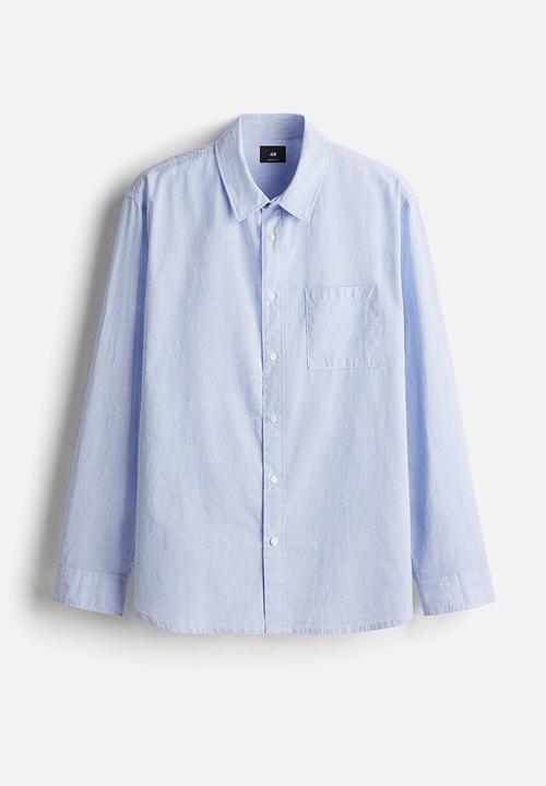H&M - Oversized fit seersucker shirt - light blue striped