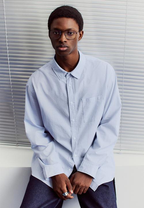 H&M - Oversized fit seersucker shirt - light blue striped