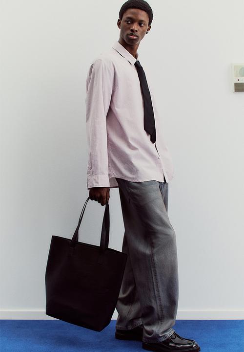 H&M - Oversized fit seersucker shirt - pink striped